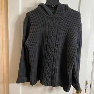 Ralph Lauren Heavy Gray Knit Hooded Sweater Sz XL